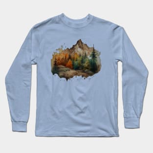 Watercolor Painting of Mountains Long Sleeve T-Shirt